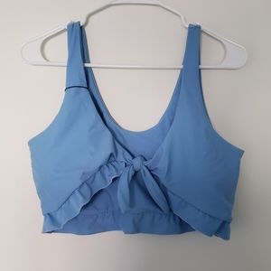 Blue Tie Front Swim Top